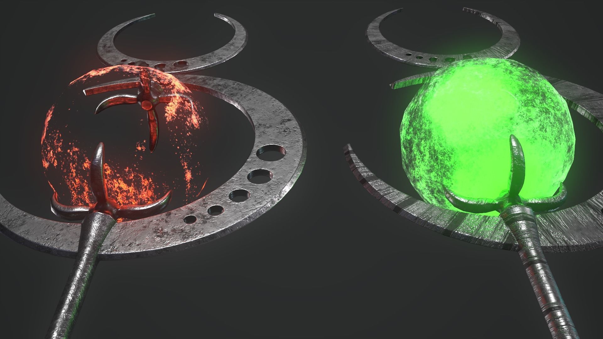 Staff sword with flame Low-poly 3D model_6