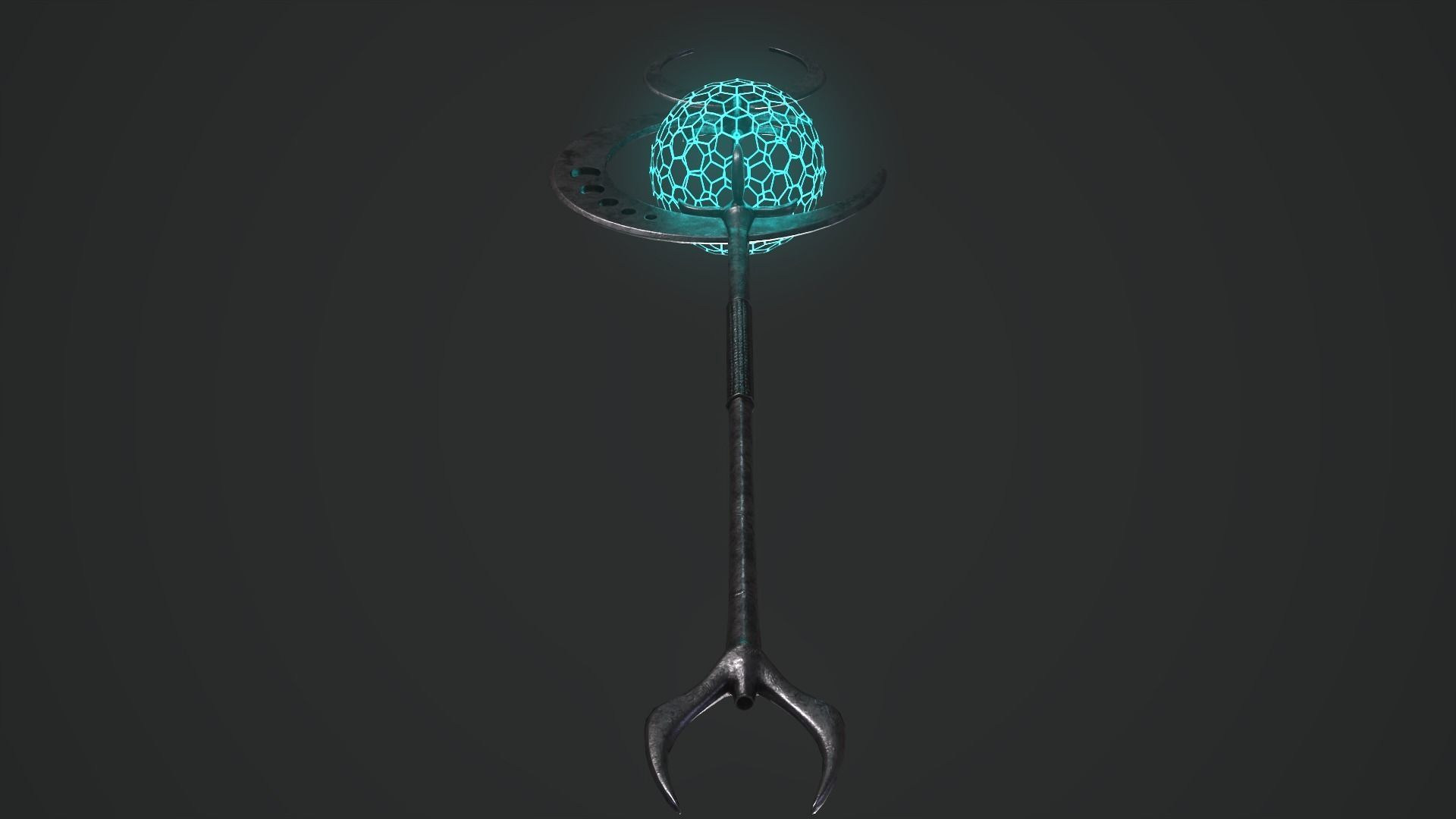 Staff sword with flame Low-poly 3D model_10