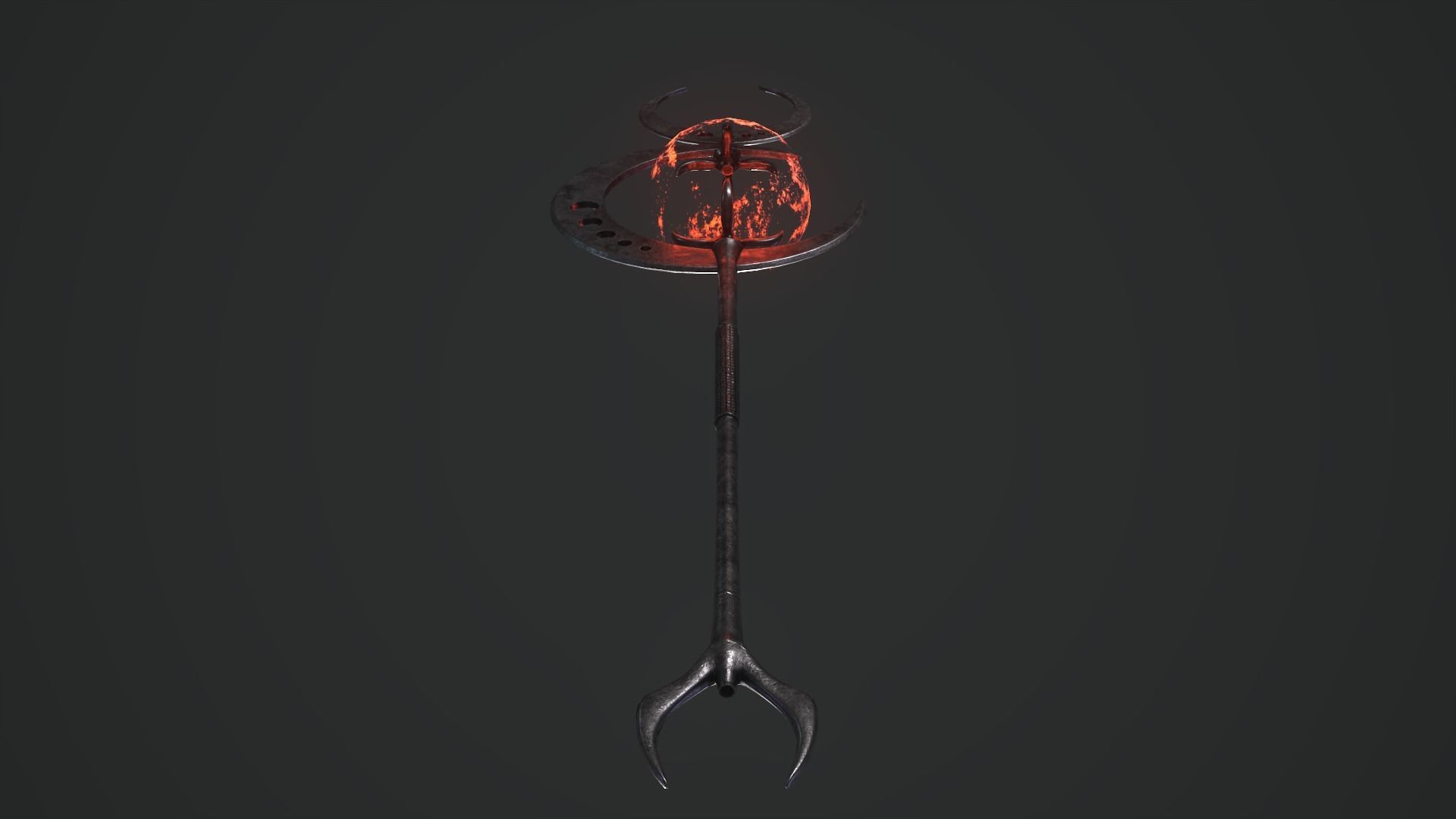 Staff sword with flame Low-poly 3D model_7