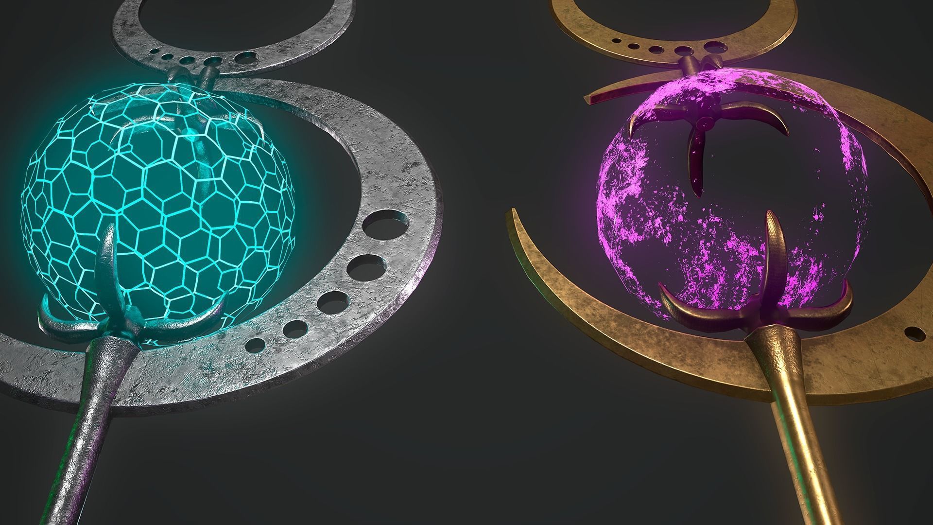 Staff sword with flame Low-poly 3D model_5