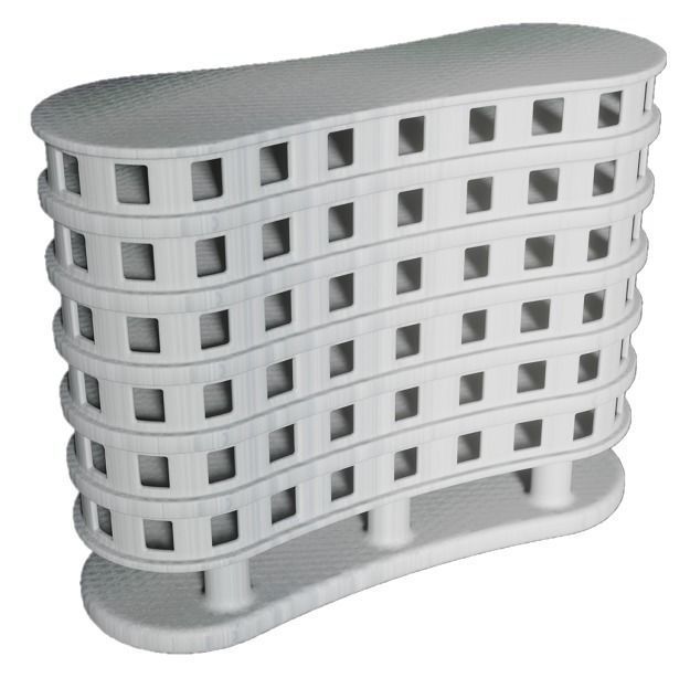 High Rise Multi Storey Building Low-poly 3D model_1