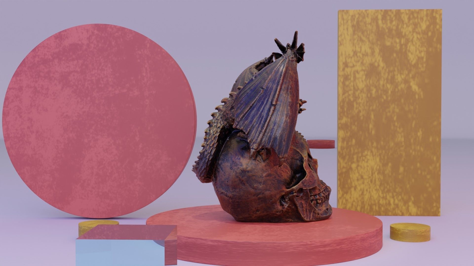 Dragon on skull high-poly 3D model_7