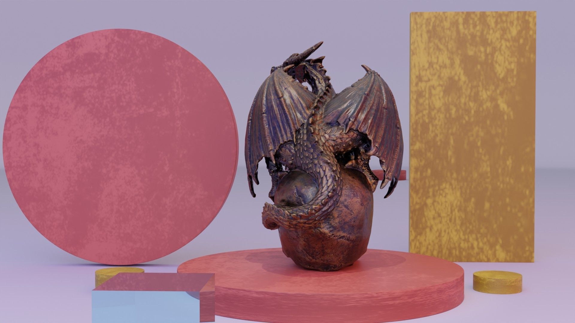 Dragon on skull high-poly 3D model_9