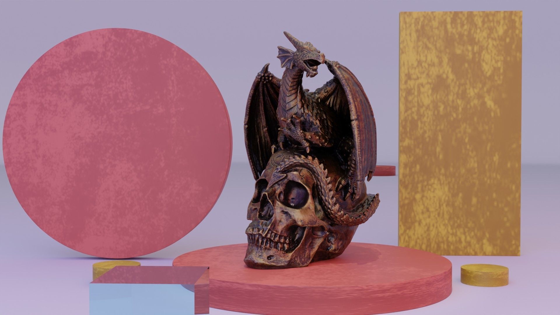 Dragon on skull high-poly 3D model_3