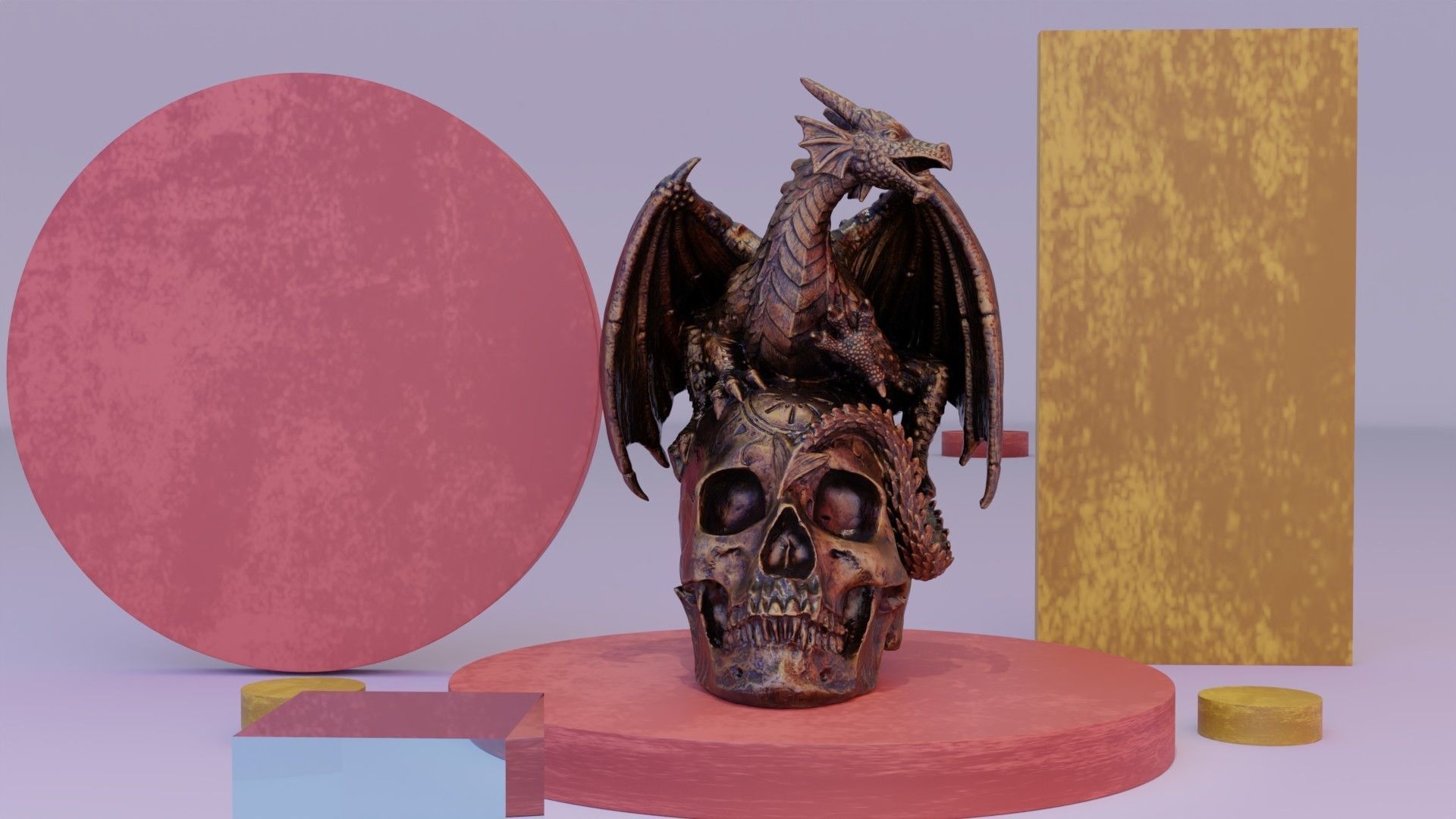 Dragon on skull high-poly 3D model_4