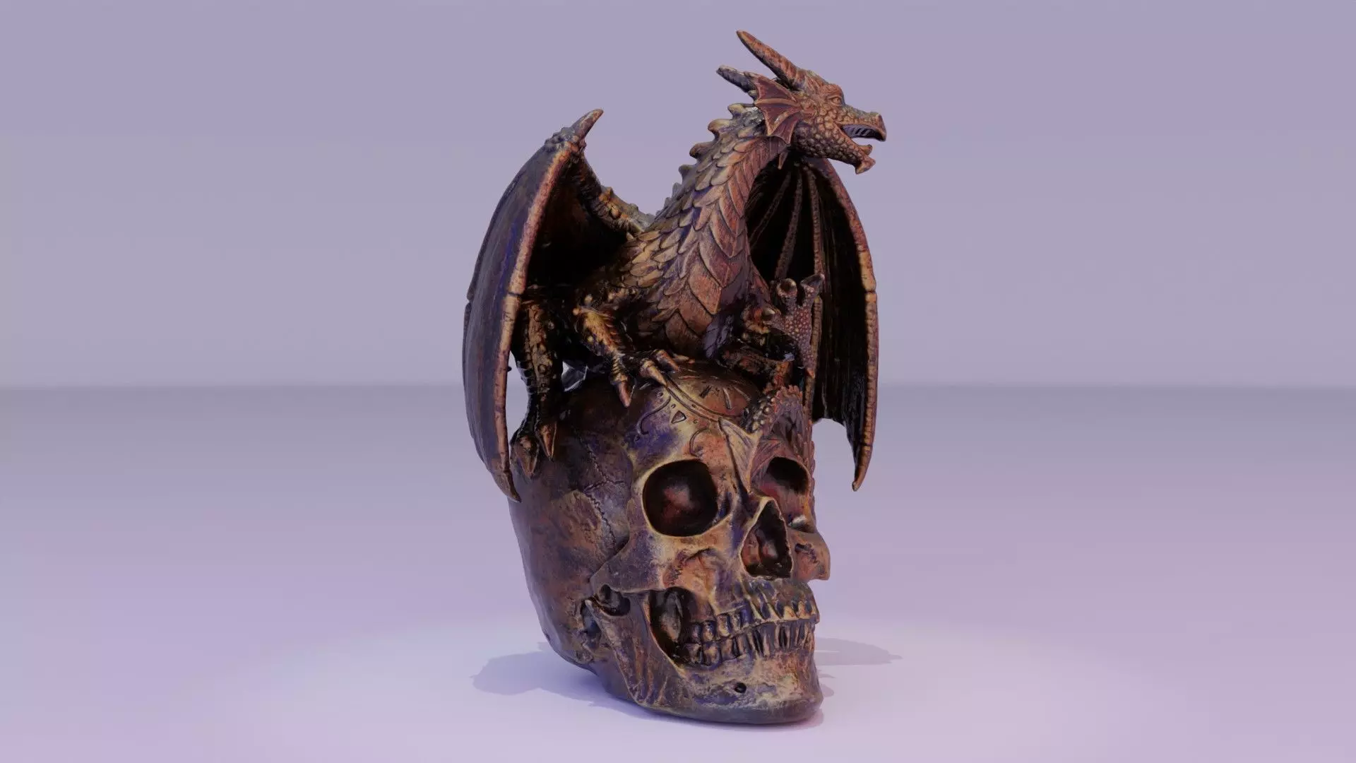 Dragon on skull high-poly 3D model_0