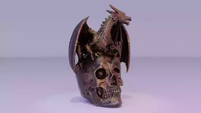 Dragon on skull high-poly 3D model