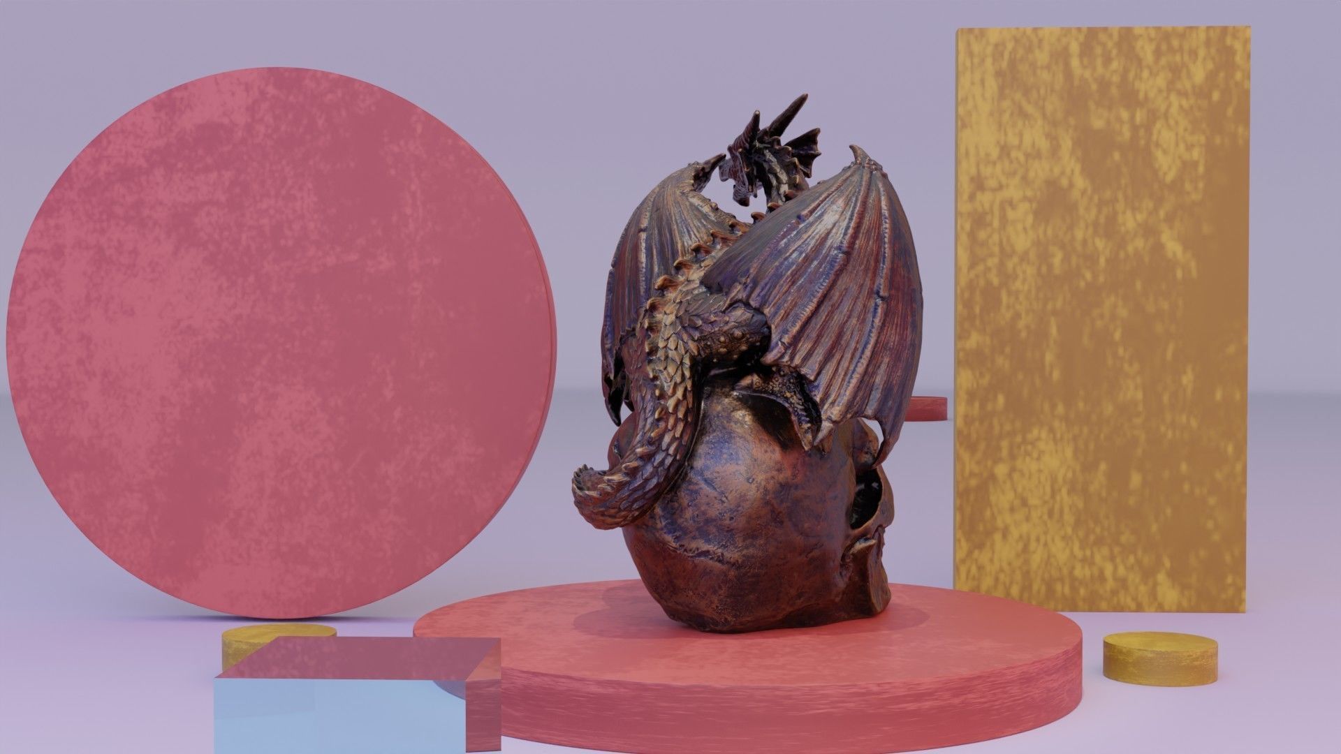 Dragon on skull high-poly 3D model_8