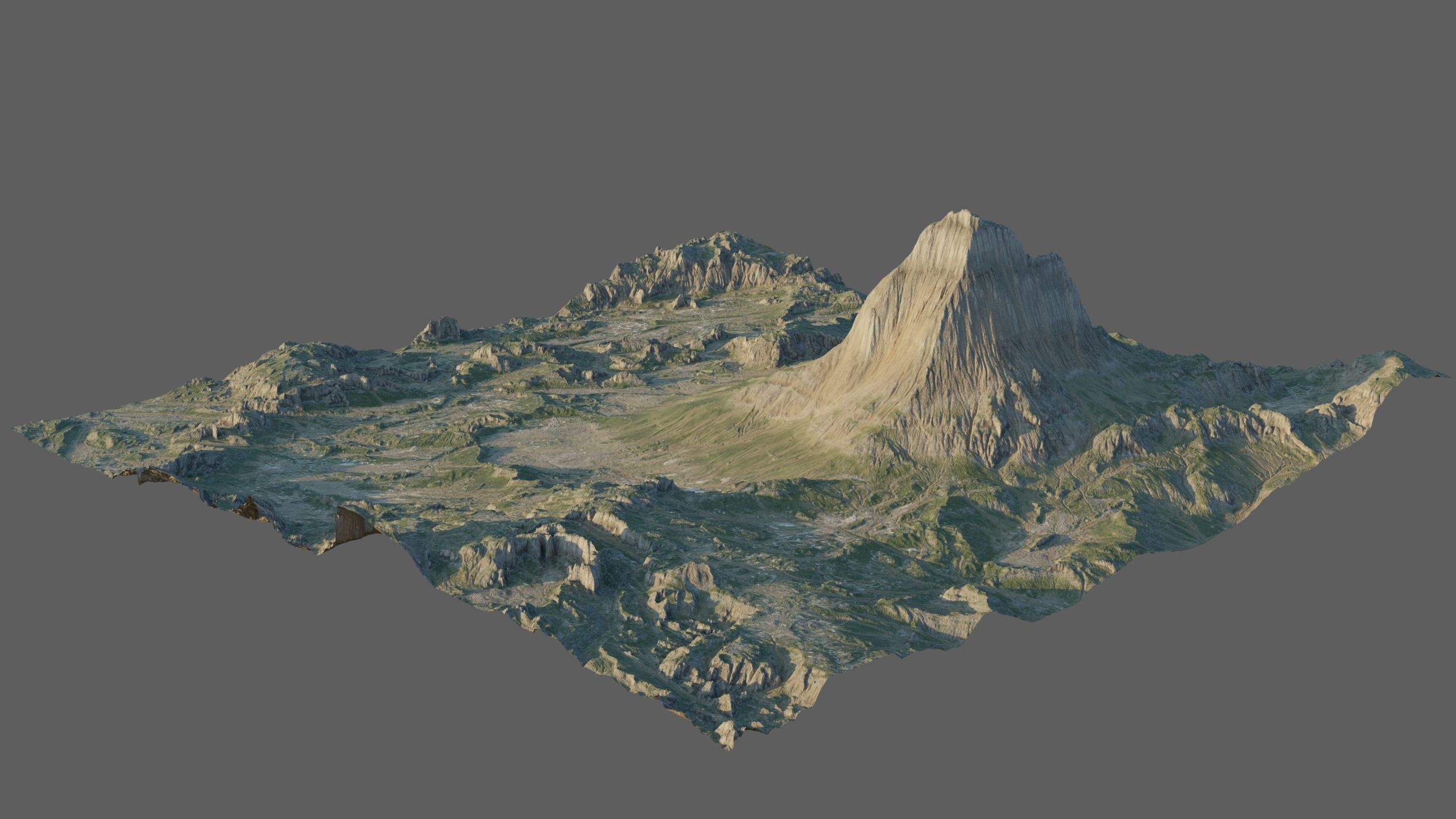 8K Mountain Valley Landscape 3D model_1