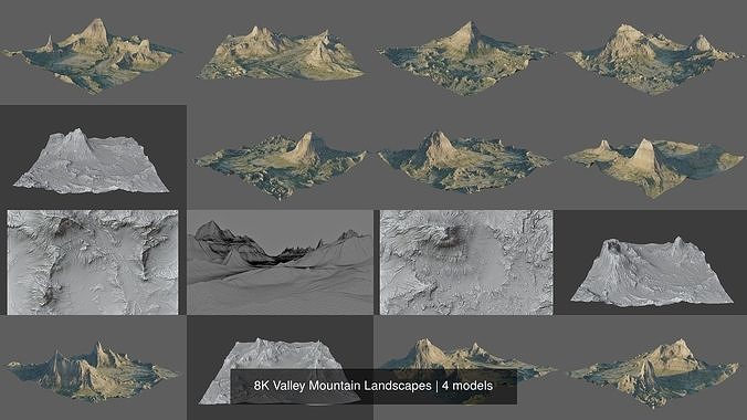 8K Valley Mountain Landscapes 3D Model Collection