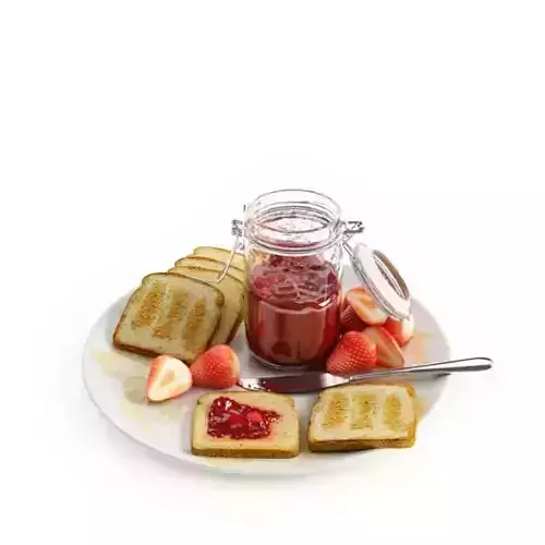 Plate Of Toast With Strawberry Preserves