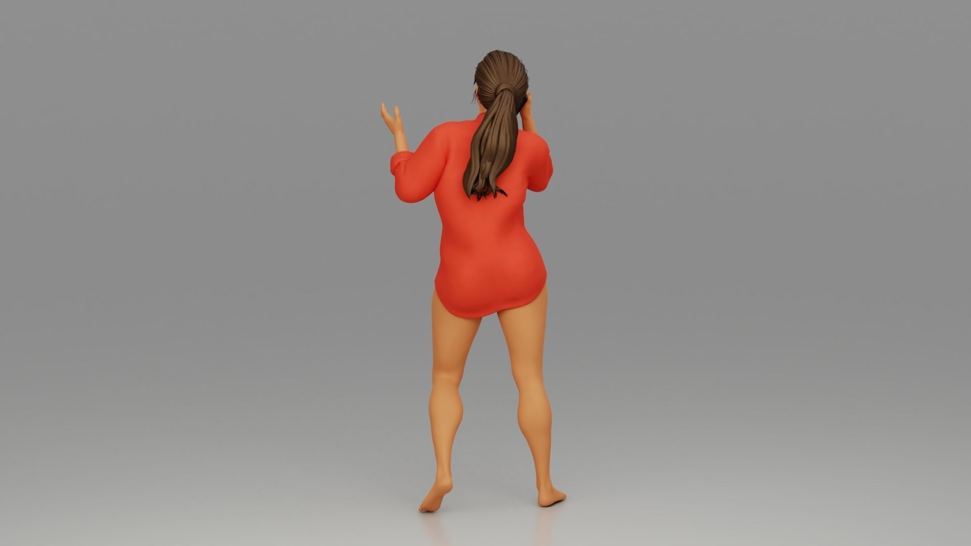 Girl talking on a cell phone 3D print model_4