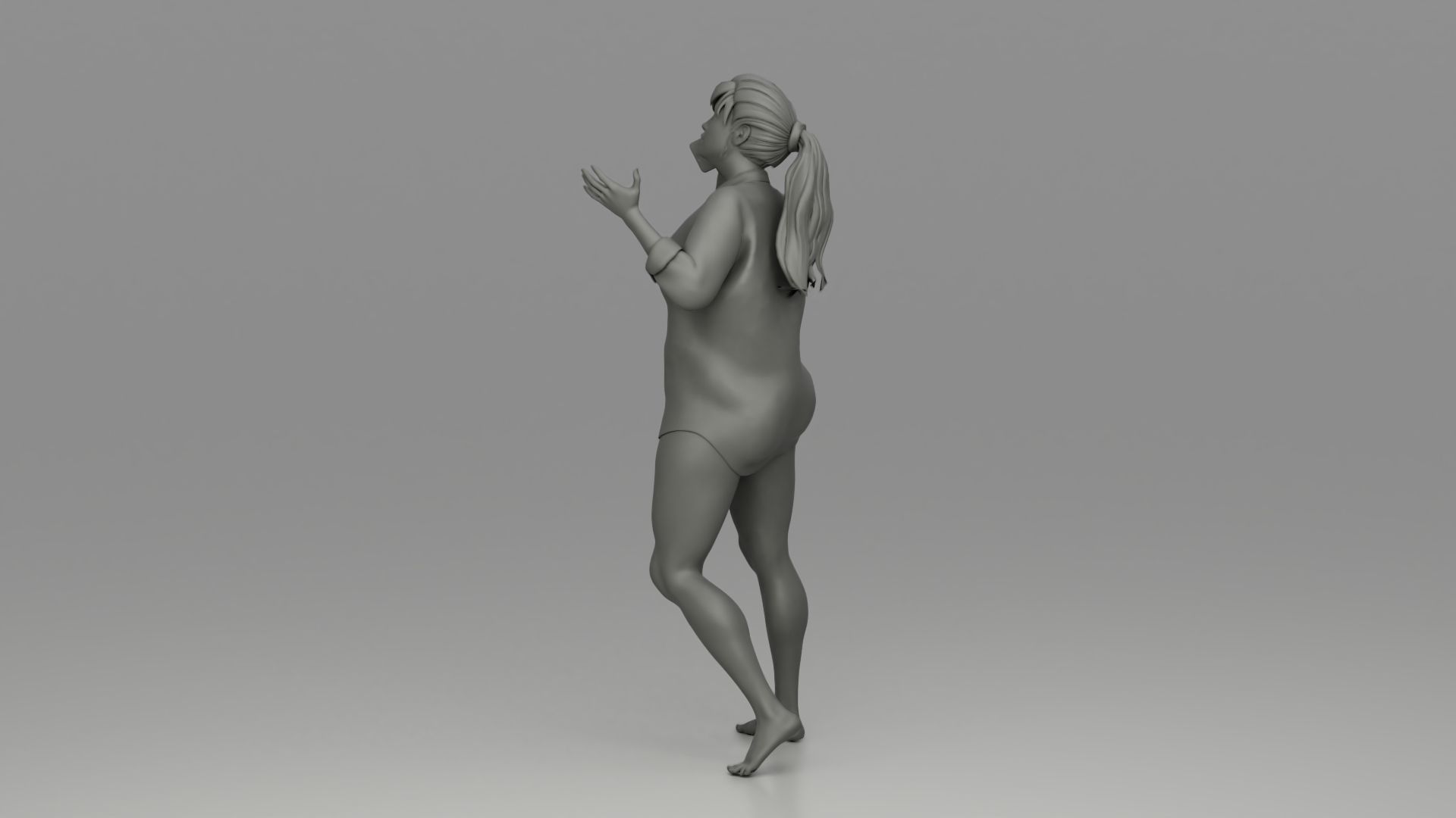 Girl talking on a cell phone 3D print model_7