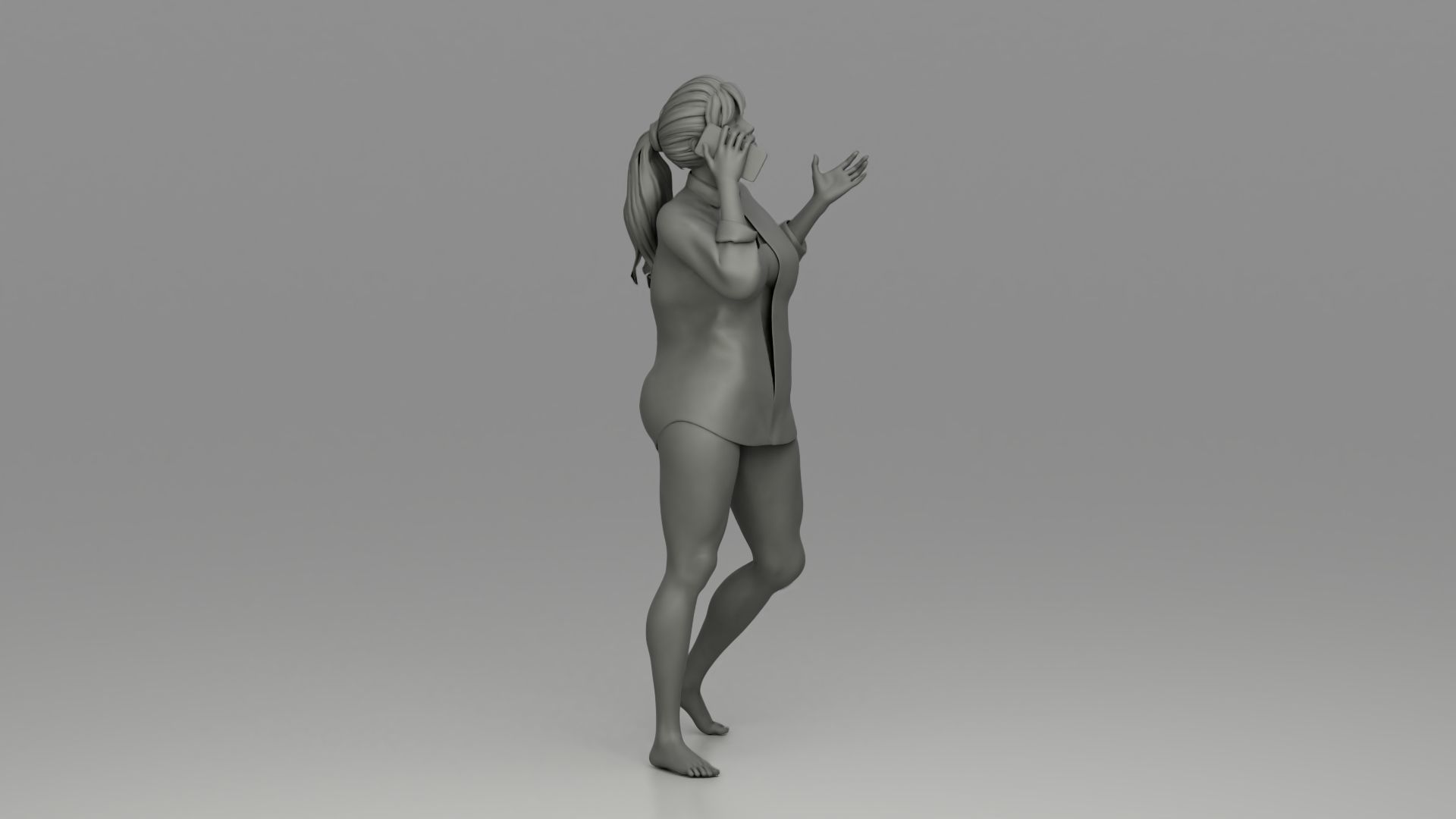 Girl talking on a cell phone 3D print model_10