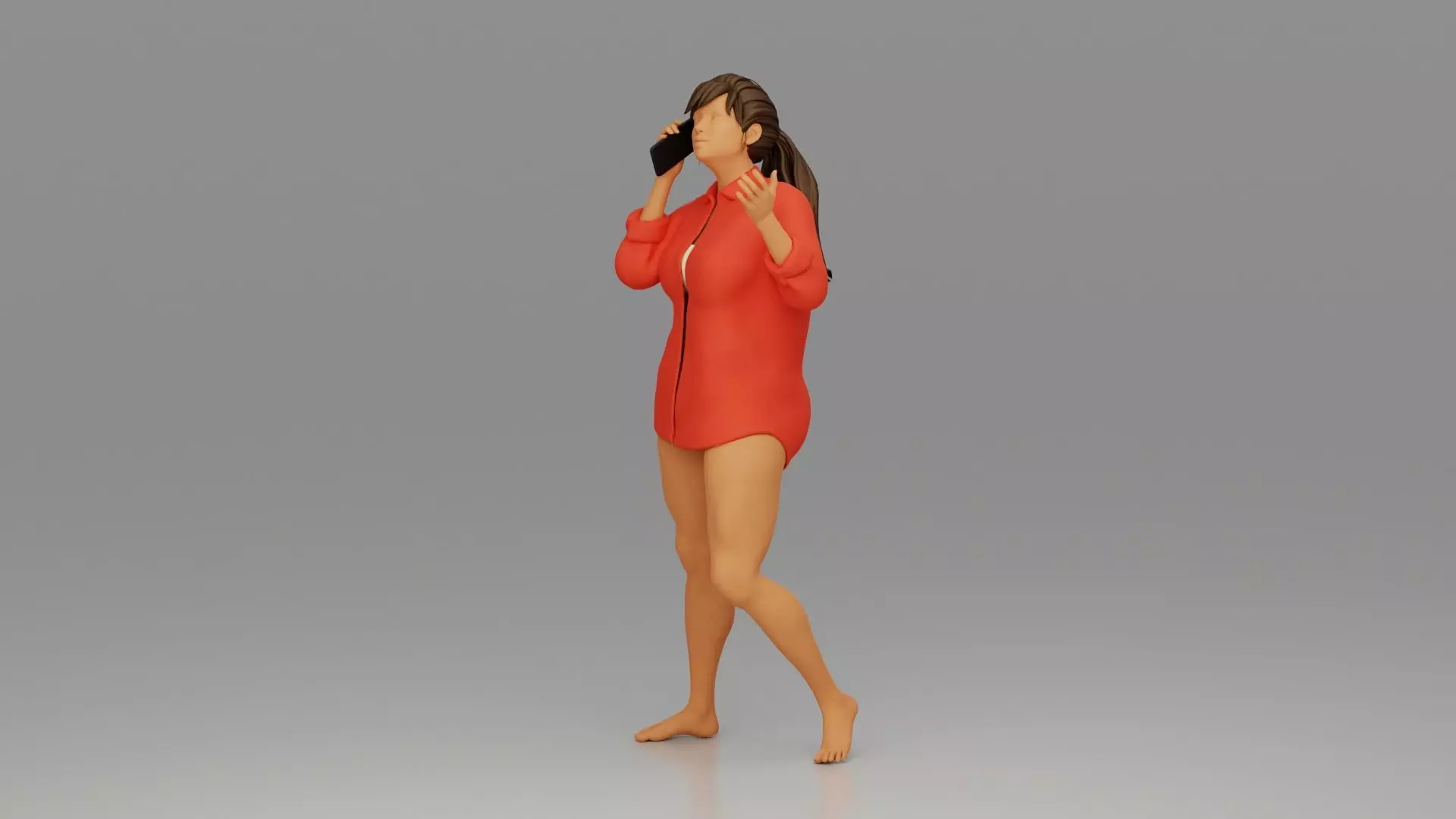 Girl talking on a cell phone 3D print model_0