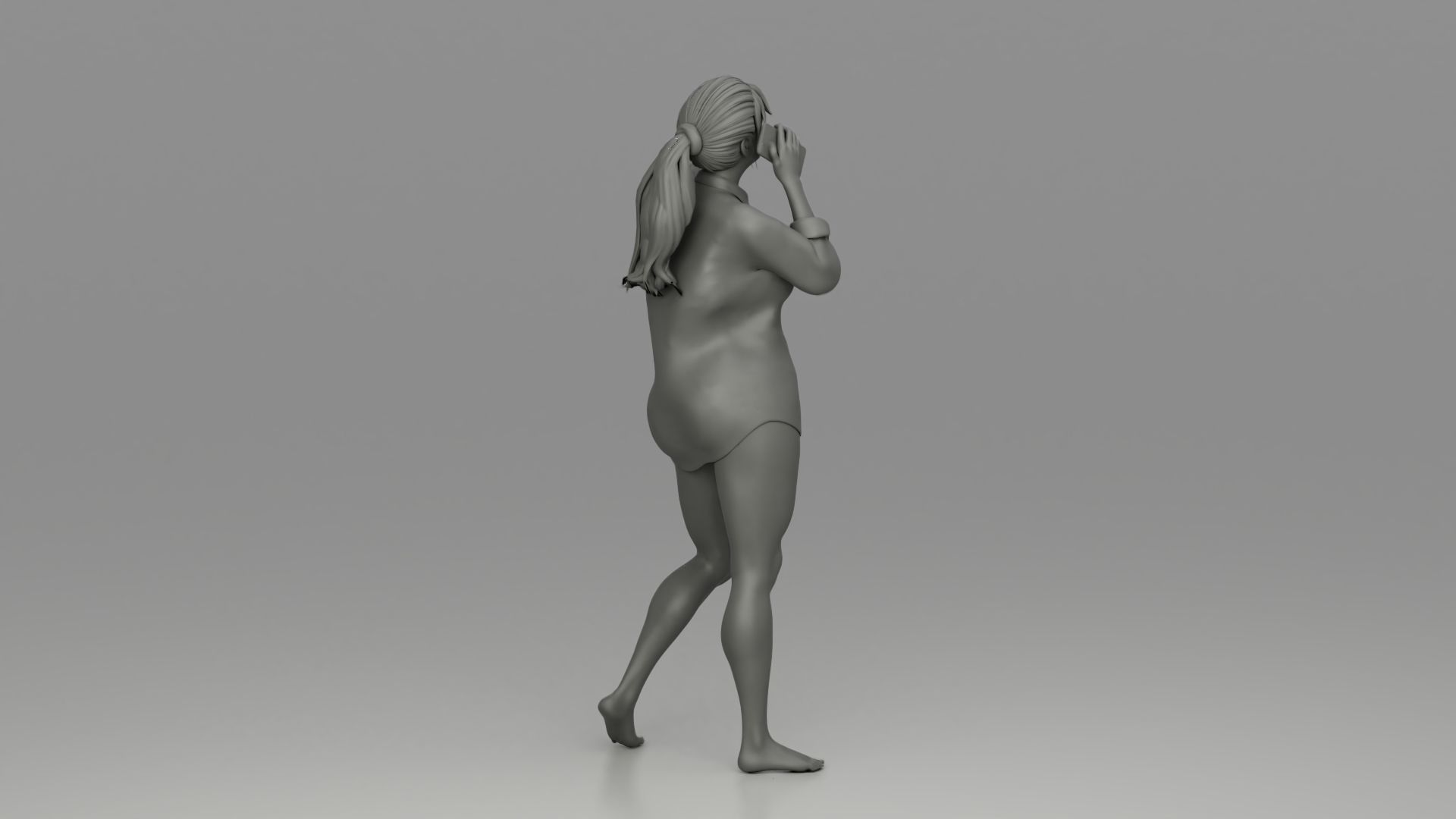 Girl talking on a cell phone 3D print model_11