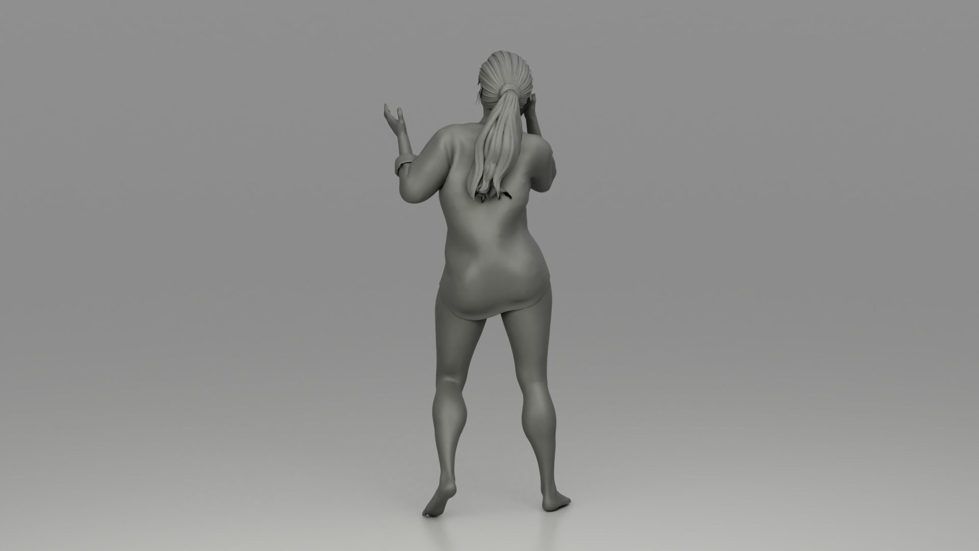 Girl talking on a cell phone 3D print model_6