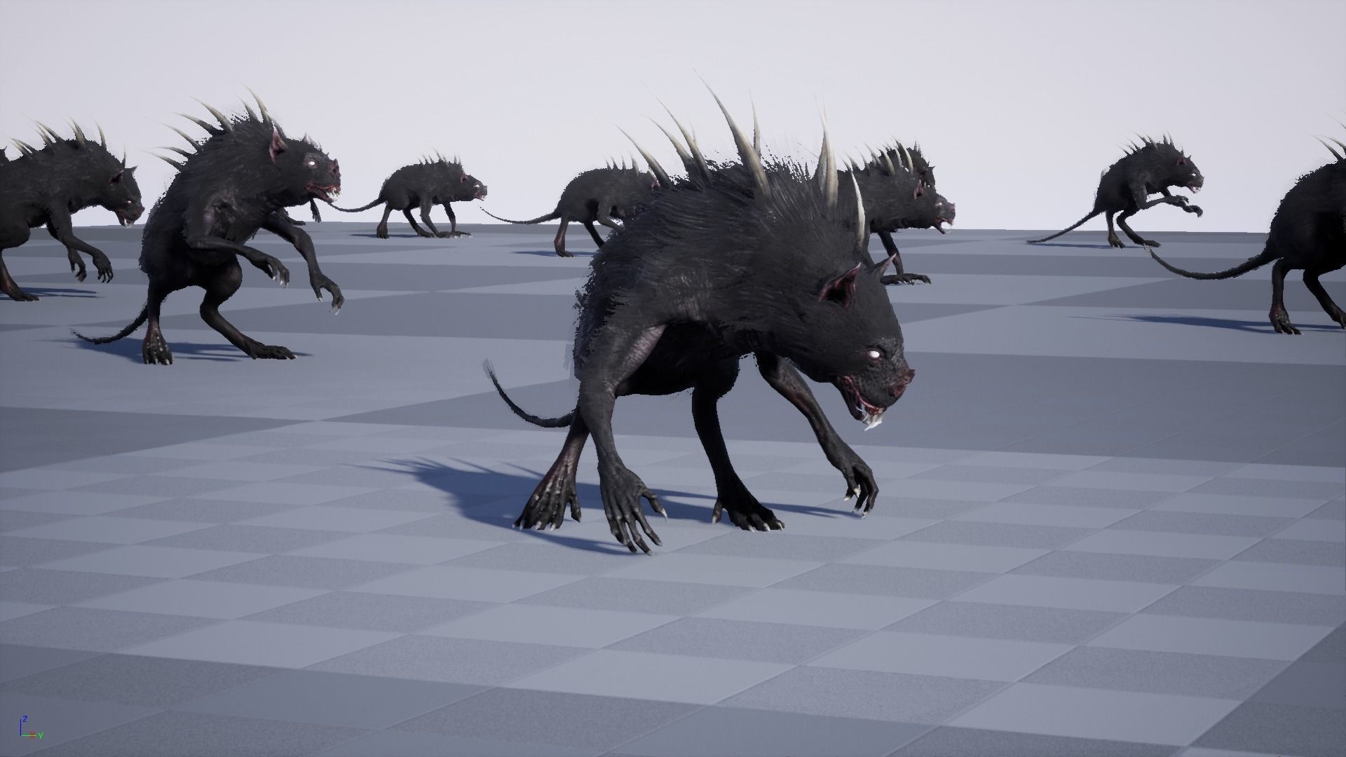 Chupocabra creature with long hair and spikes Low-poly 3D model_40
