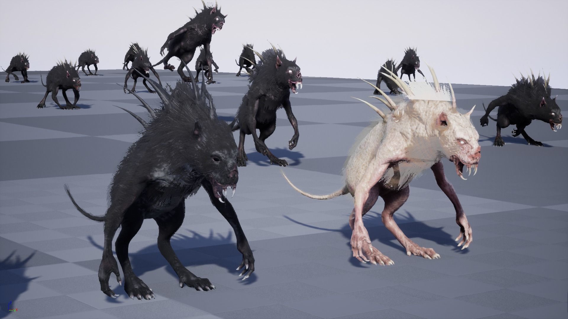 Chupocabra creature with long hair and spikes Low-poly 3D model_39
