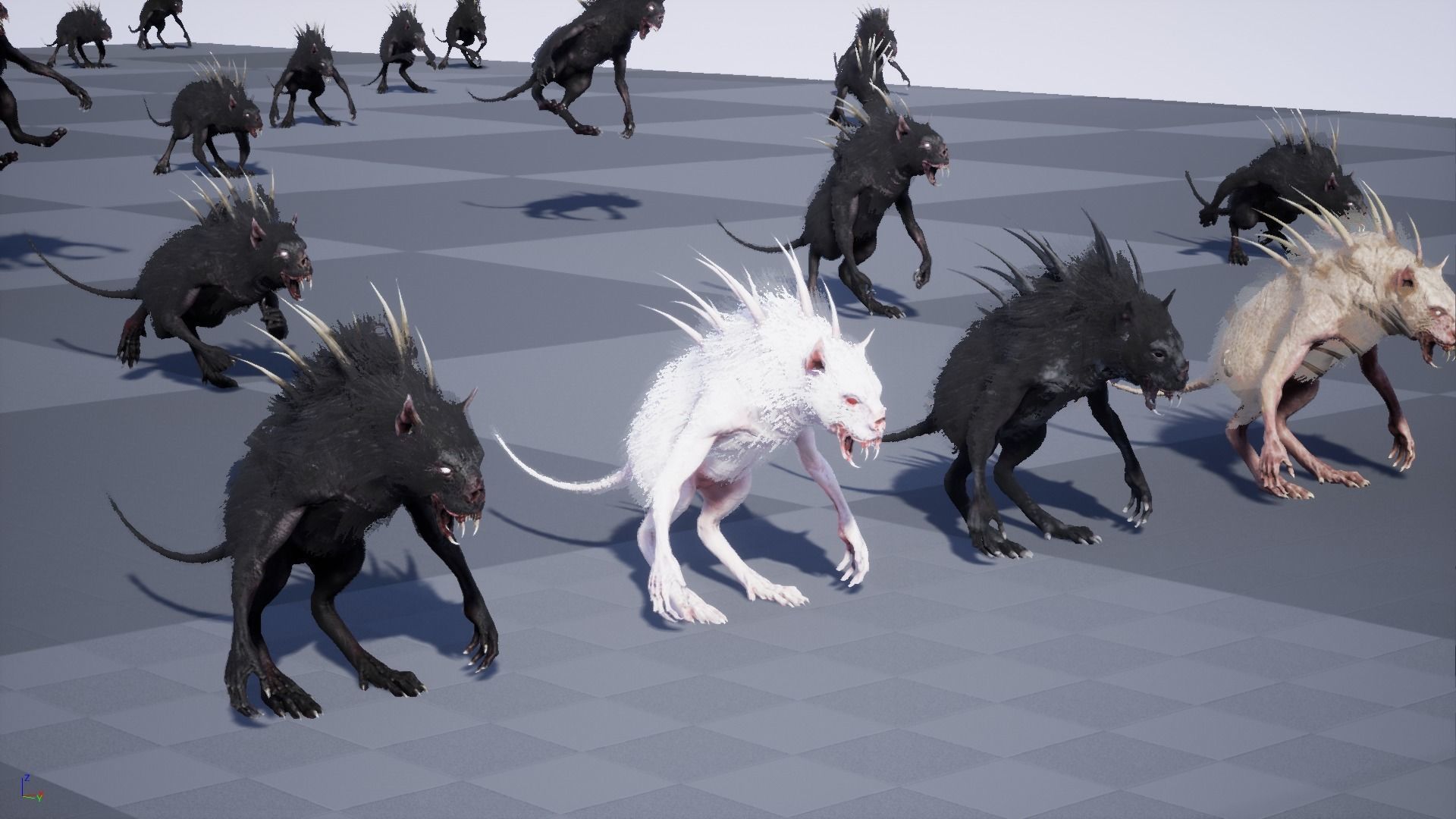 Chupocabra creature with long hair and spikes Low-poly 3D model_35