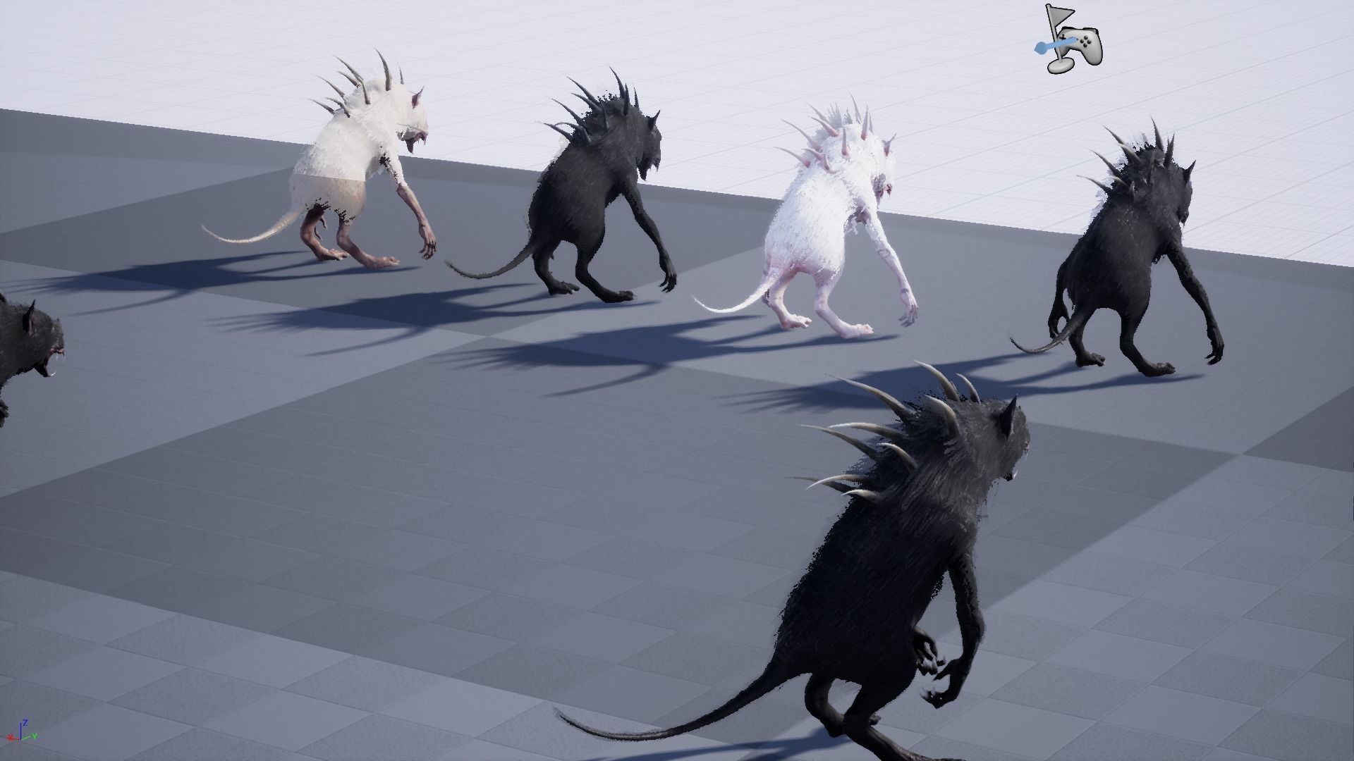 Chupocabra creature with long hair and spikes Low-poly 3D model_37