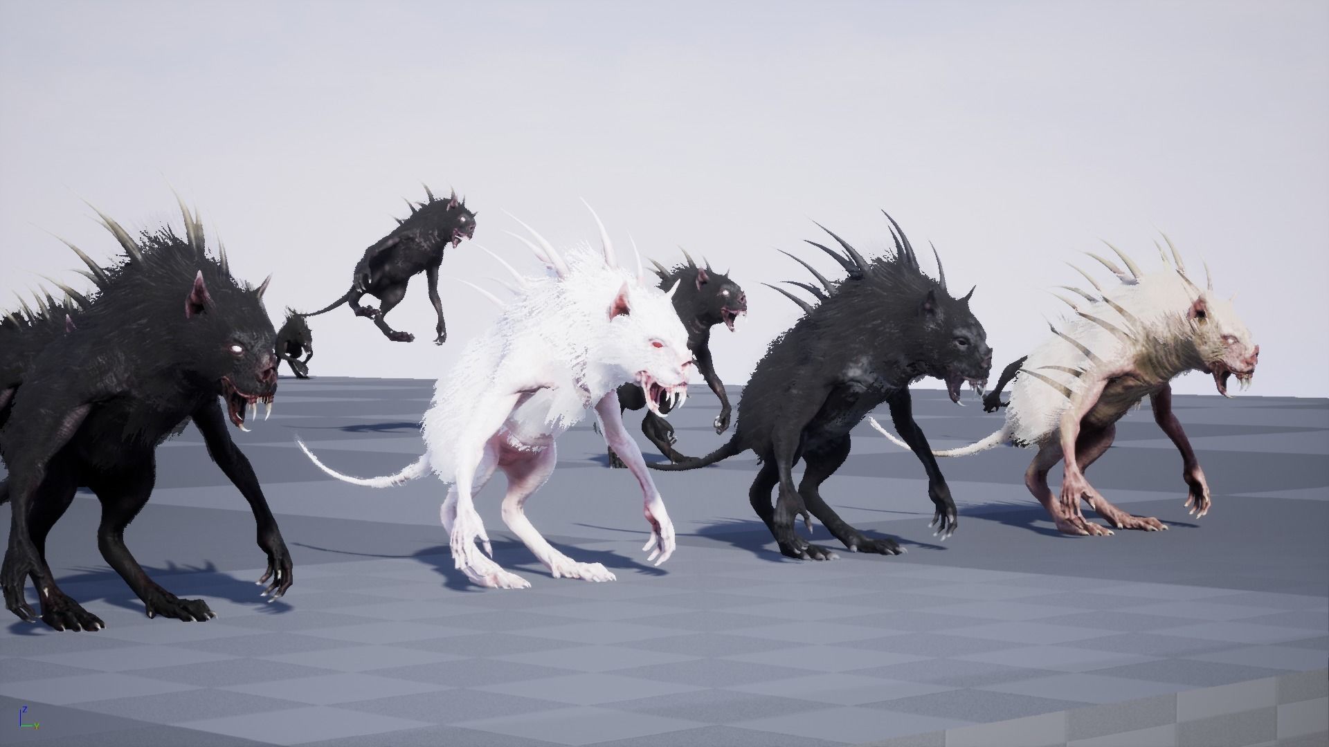 Chupocabra creature with long hair and spikes Low-poly 3D model_38