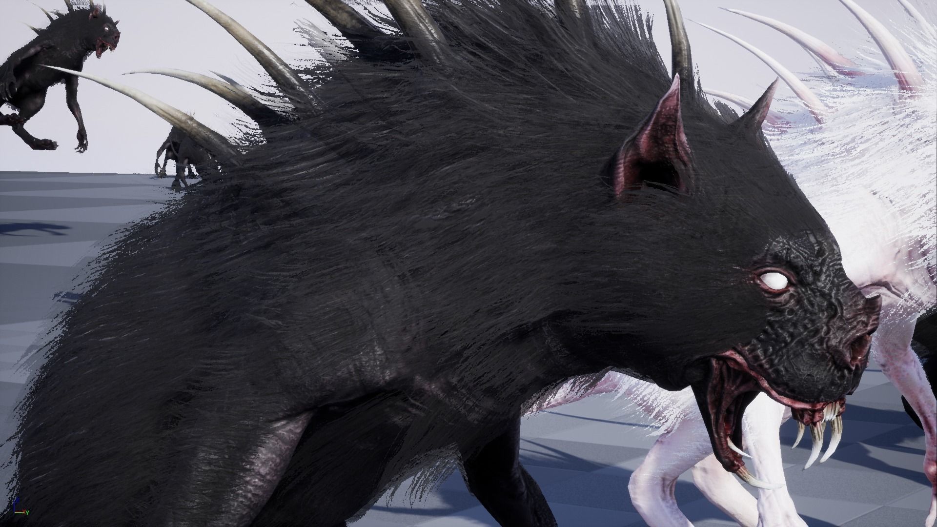 Chupocabra creature with long hair and spikes Low-poly 3D model_41