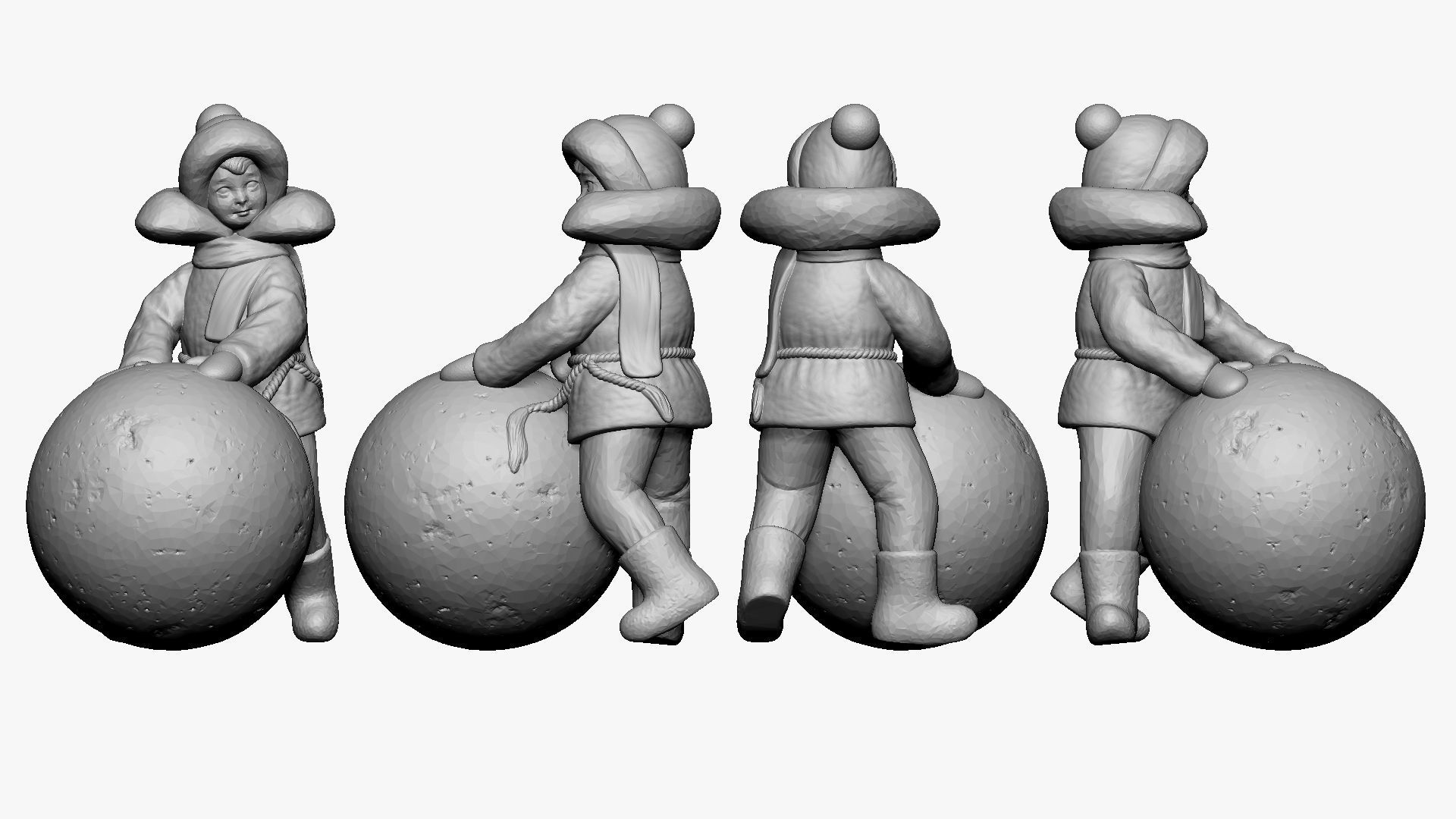 001359 boy in bright blue jacket with a big snowball 3dp 3D print model_1