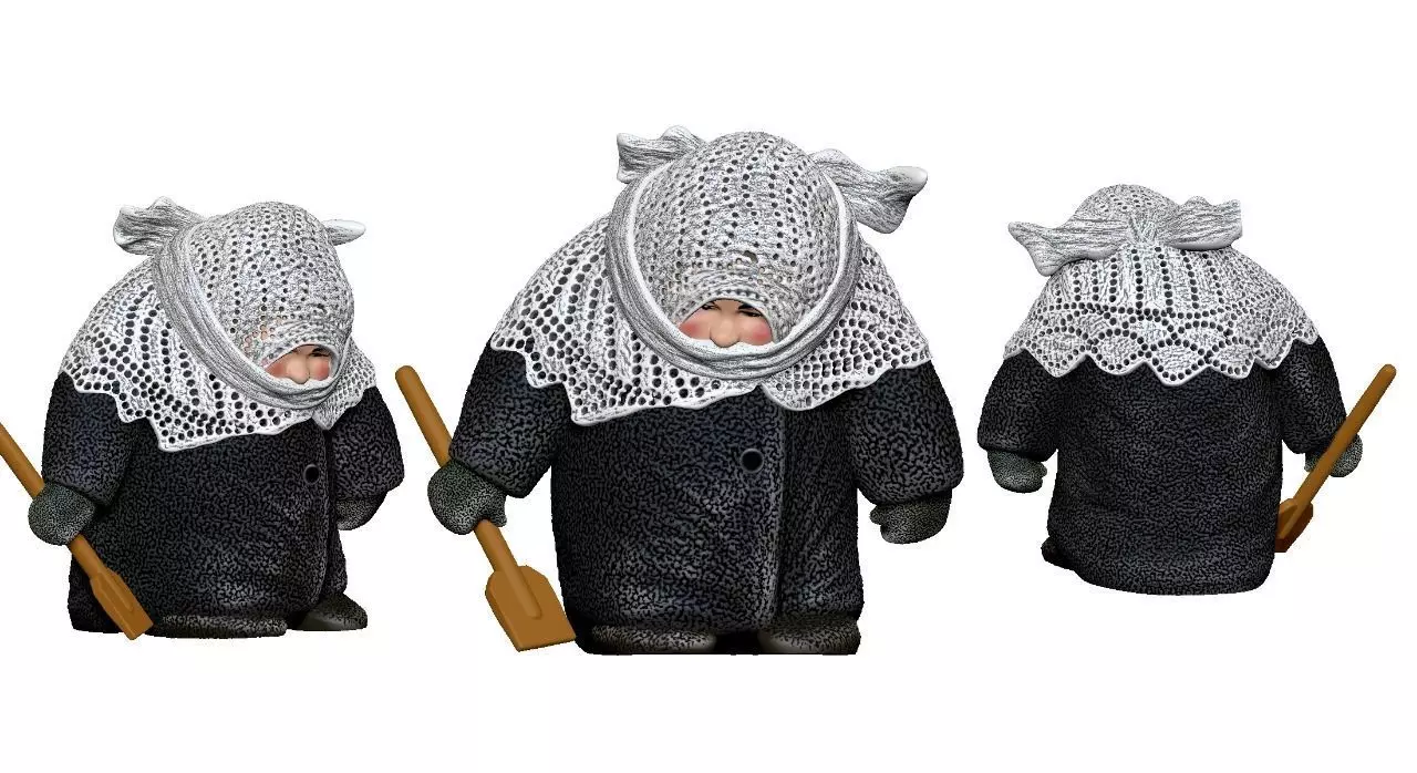 001361 girl in soviet close back and white coat 3D print model_0