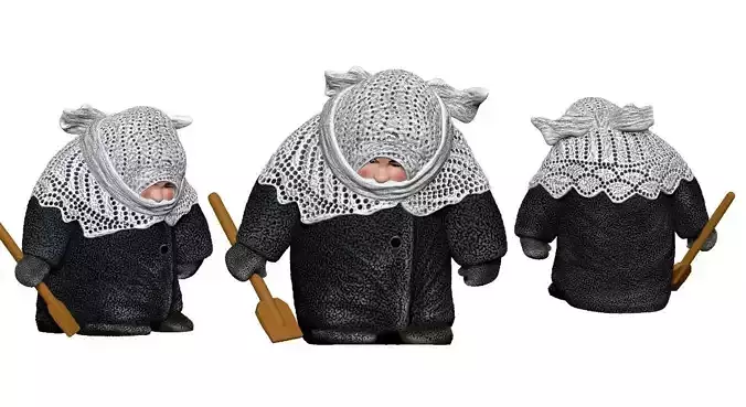 001361 girl in soviet close back and white coat 3D print model