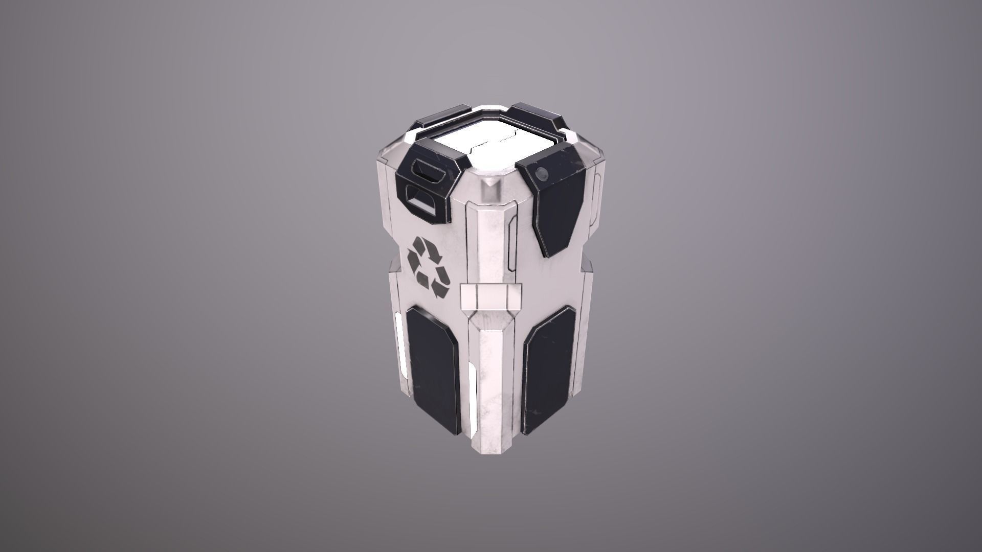 Garbage Container Sci-Fi Low-poly 3D model_4