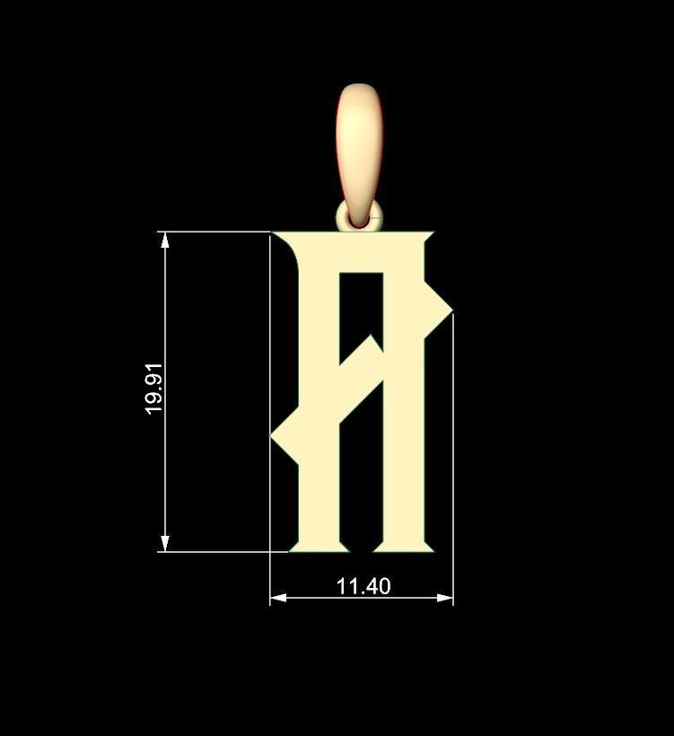 Initial Letters Pendant Crawler A 3D print model_4