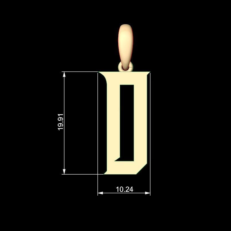 Initial Letters Pendant Crawler D 3D print model_5