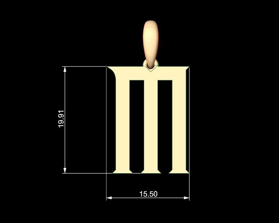 Initial Letters Pendant Crawler M 3D print model_4
