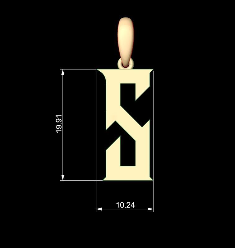 Initial Letters Pendant Crawler S 3D print model_4