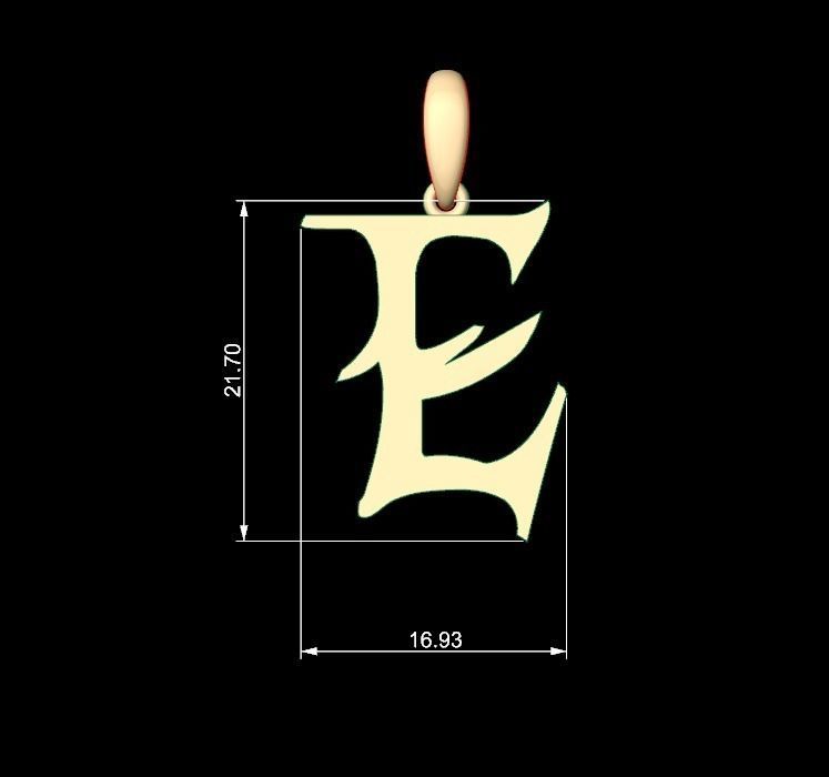 Initial Letters Pendant Creator Campo E 3D print model_4