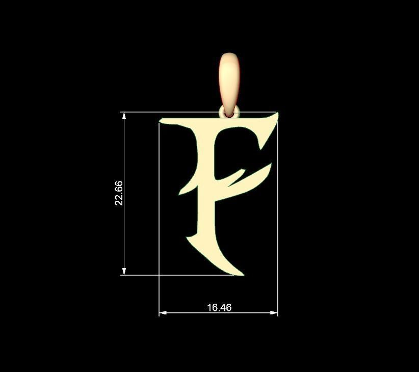 Initial Letters Pendant Creator Campo F 3D print model_4