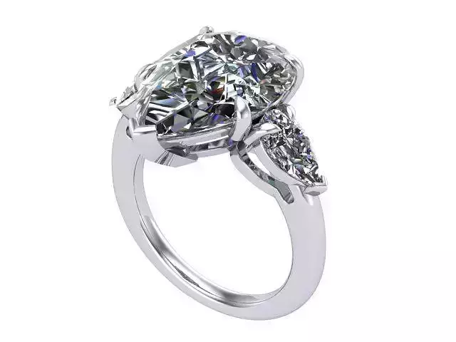 Pear Three Stone Diamond Engagement Ring