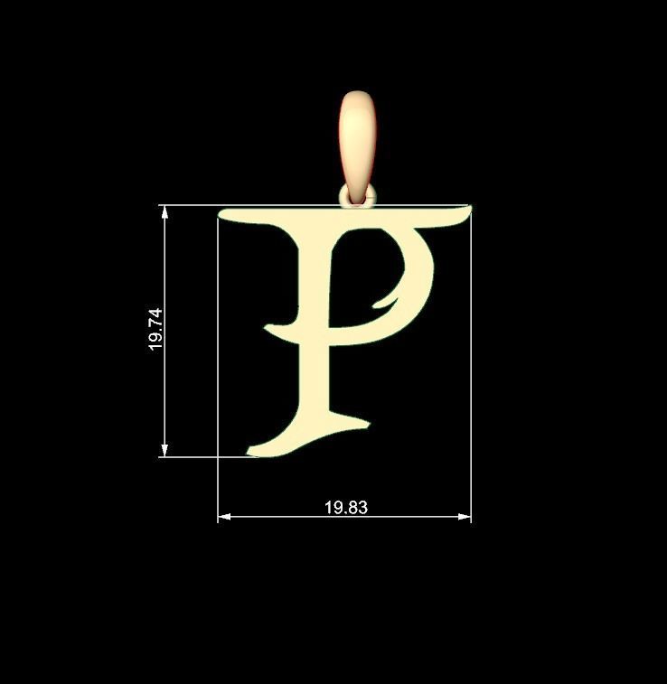 Initial Letters Pendant Creator Campo P 3D print model_5