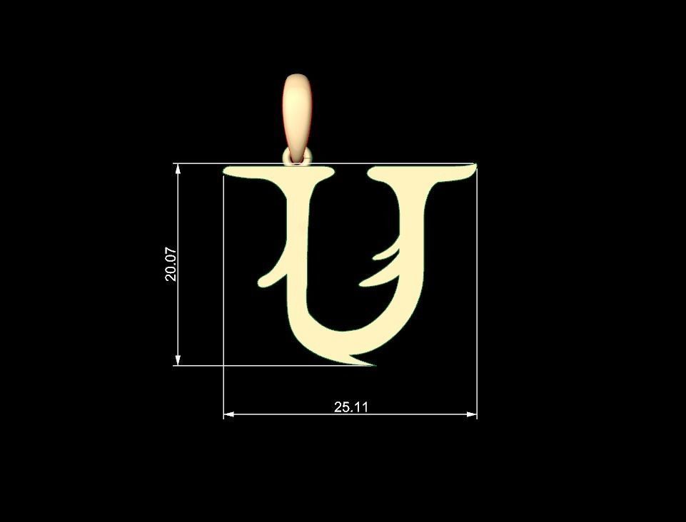 Initial Letters Pendant Creator Campo U 3D print model_4