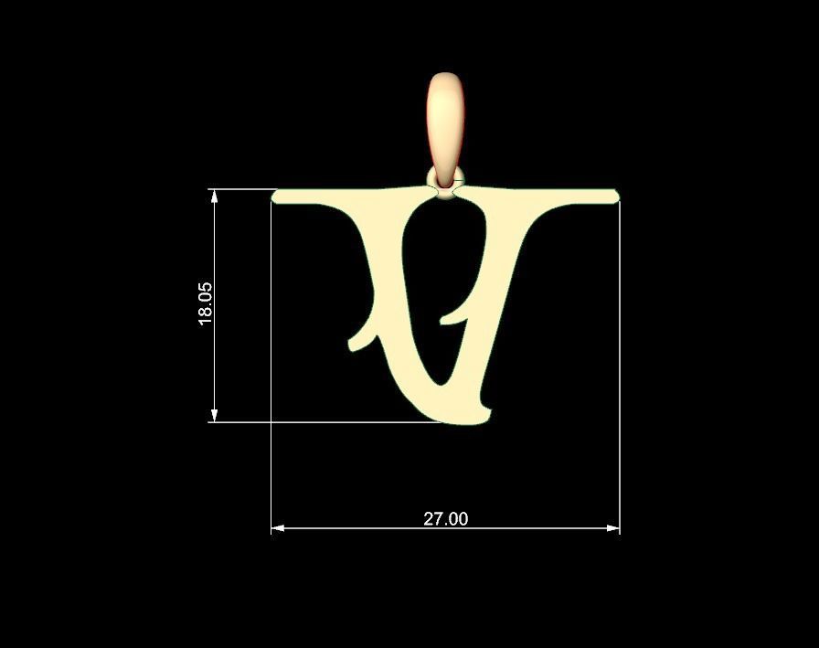 Initial Letters Pendant Creator Campo V 3D print model_4