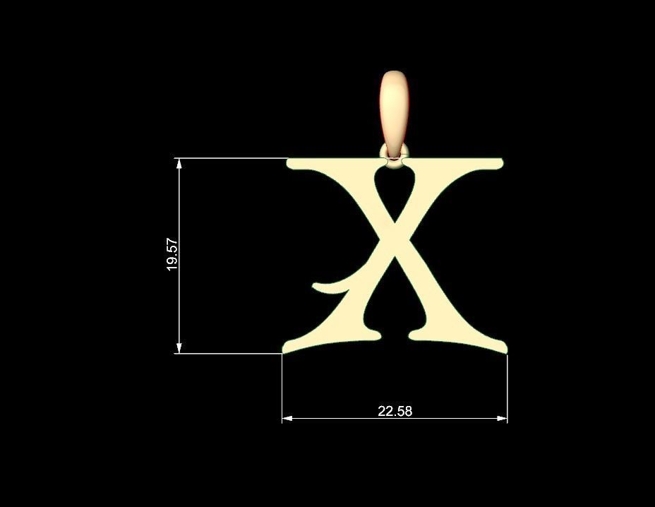 Initial Letters Pendant Creator Campo X 3D print model_4