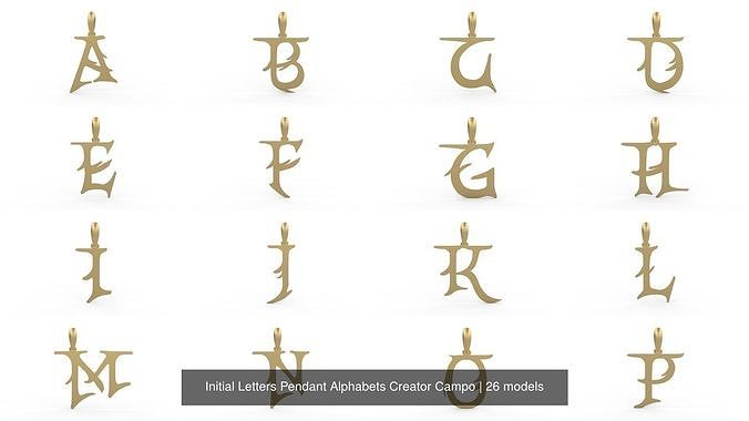 Initial Letters Pendant Alphabets Creator Campo 3D Model Collection