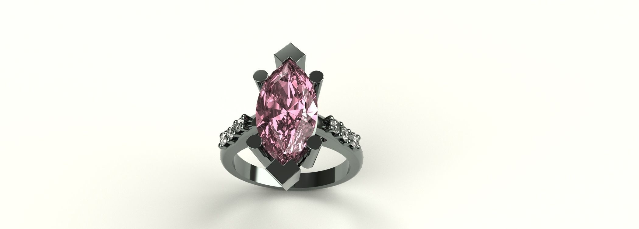 Marquise Engagement Ring Diamond Ladies Bridal Jewelry 3D print model_1