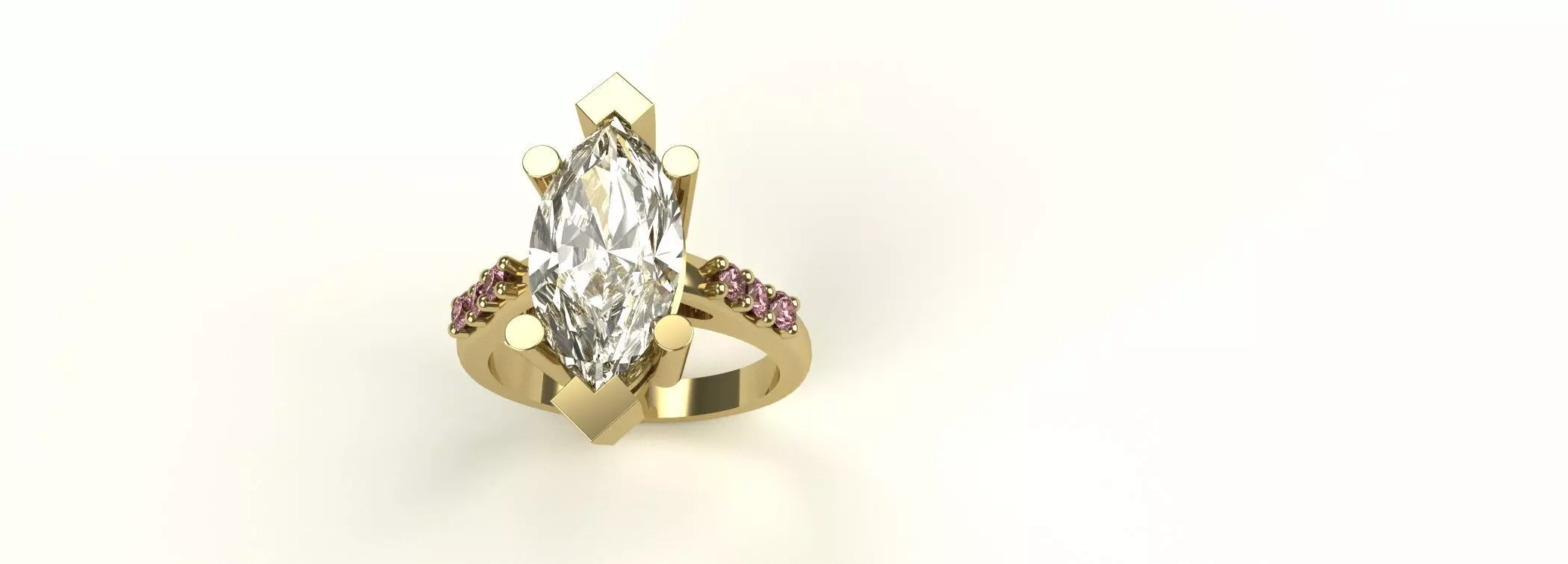 Marquise Engagement Ring Diamond Ladies Bridal Jewelry 3D print model_0