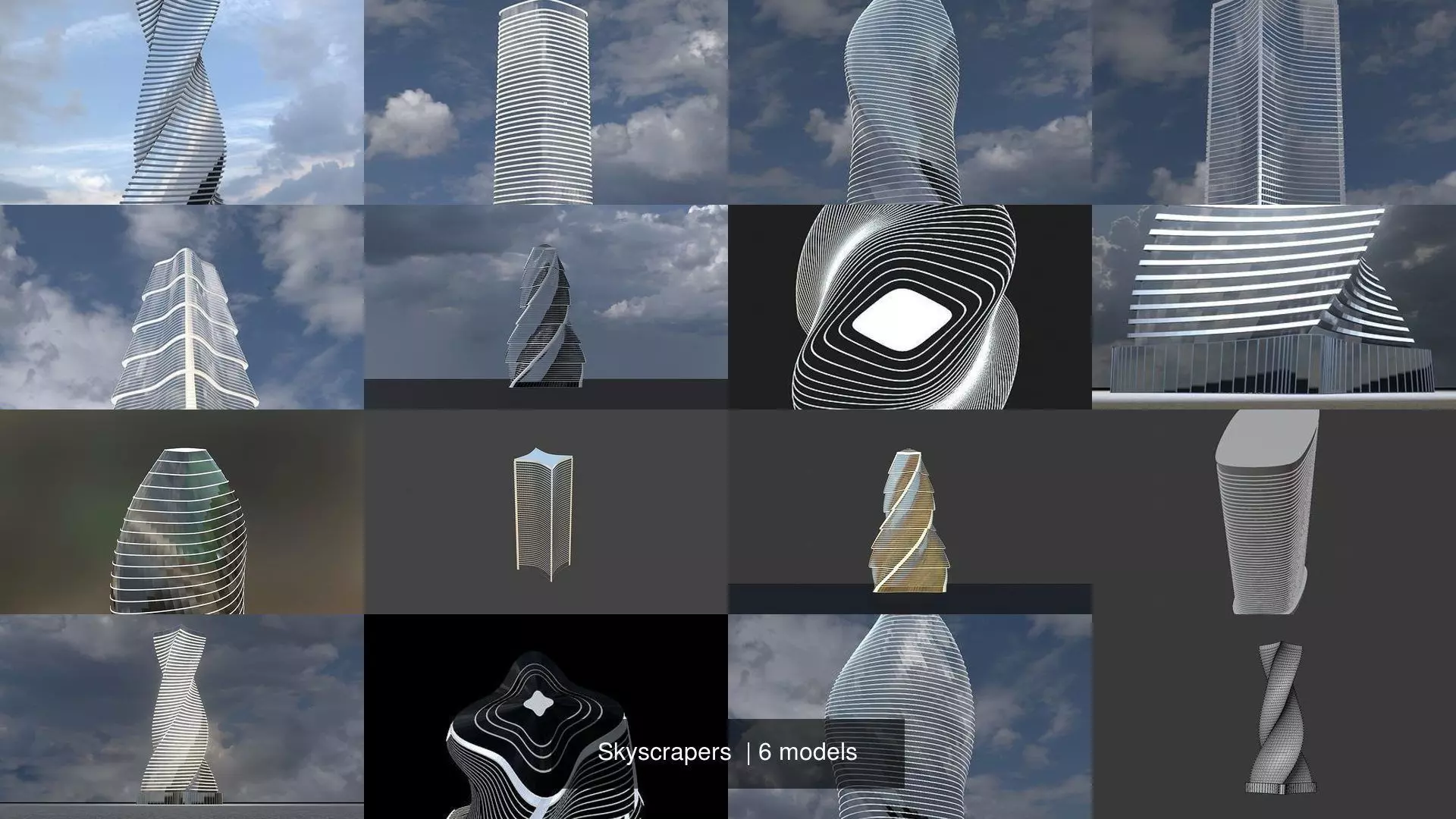 Skyscrapers metal tube 3D Model Collection_1