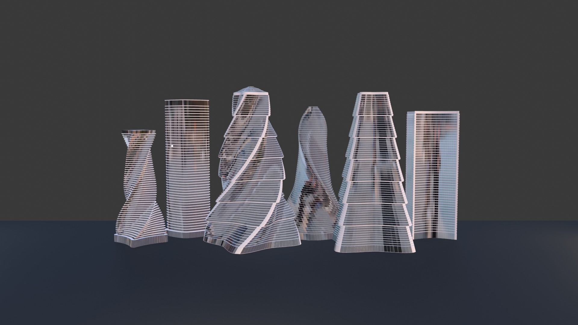 Skyscrapers metal tube 3D Model Collection_11