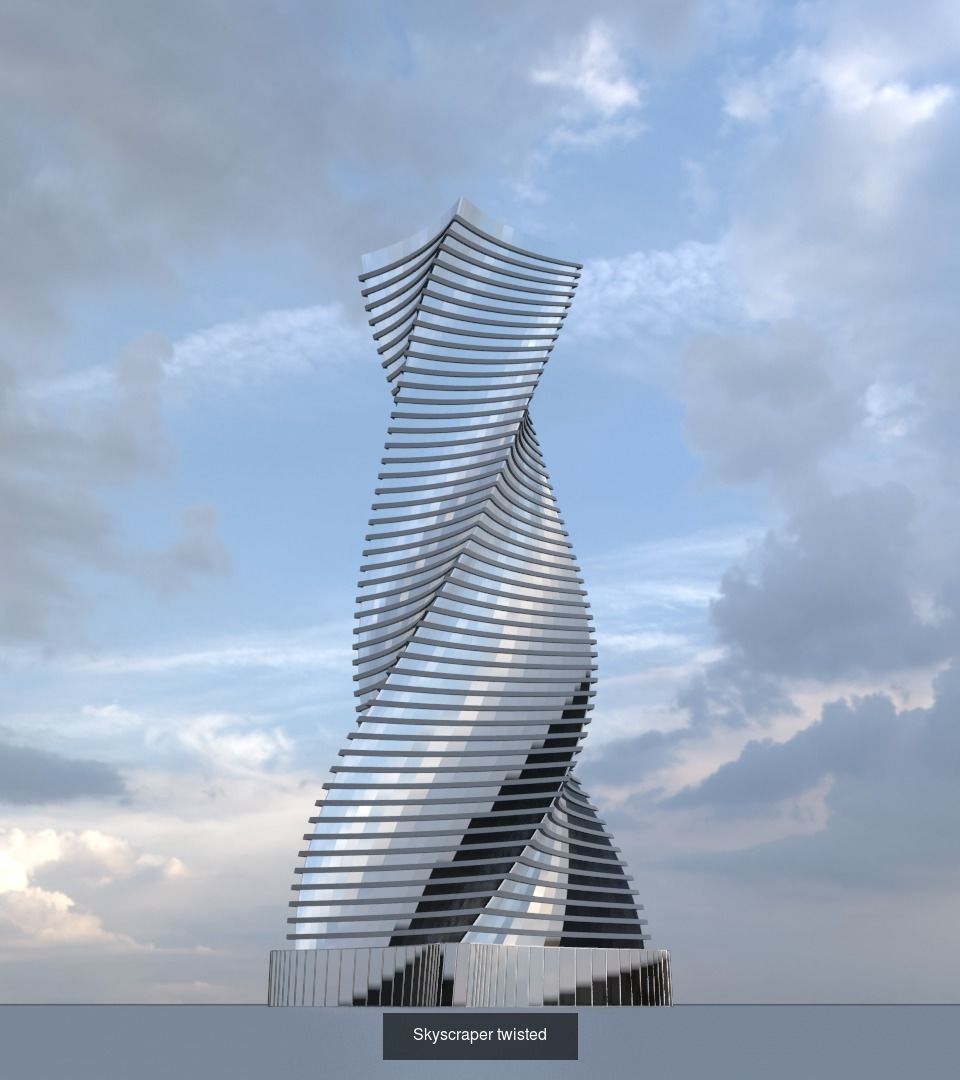 Skyscrapers metal tube 3D Model Collection_3