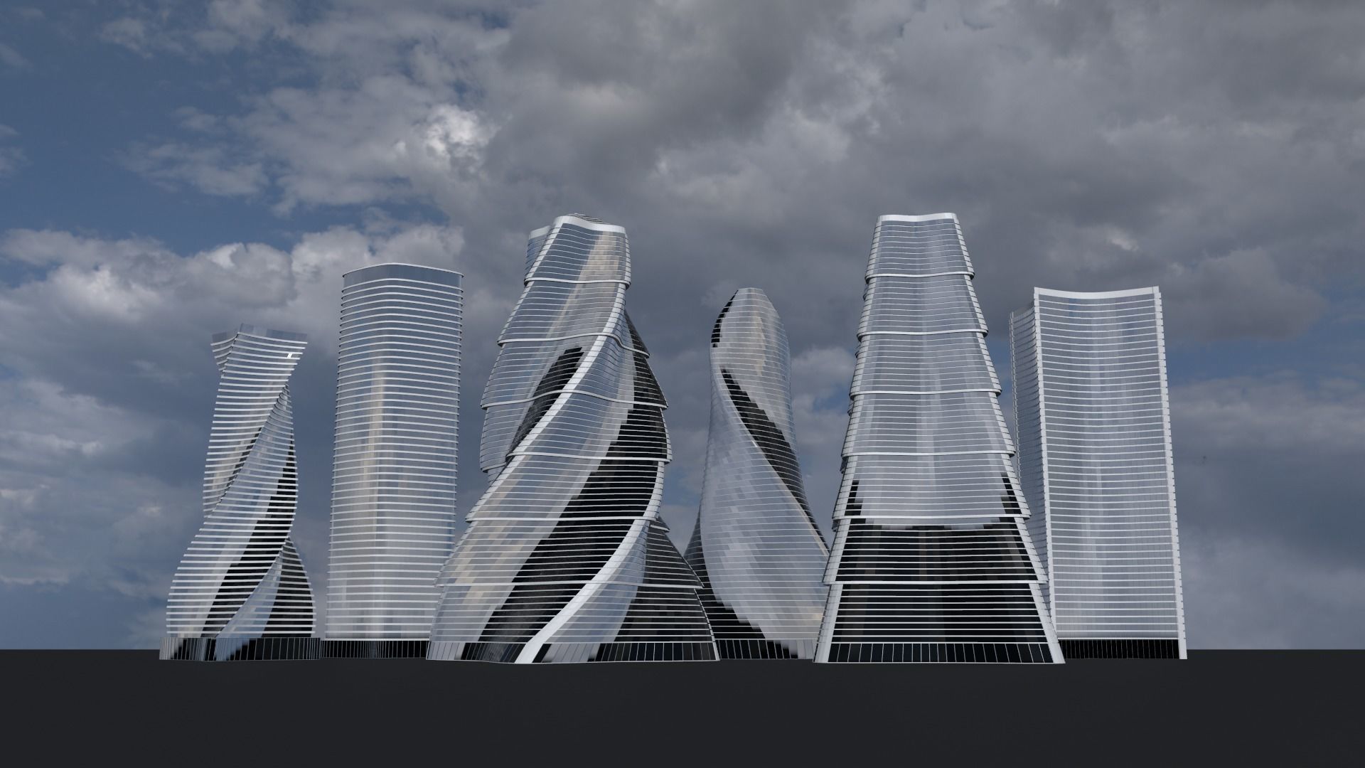 Skyscrapers metal tube 3D Model Collection_34