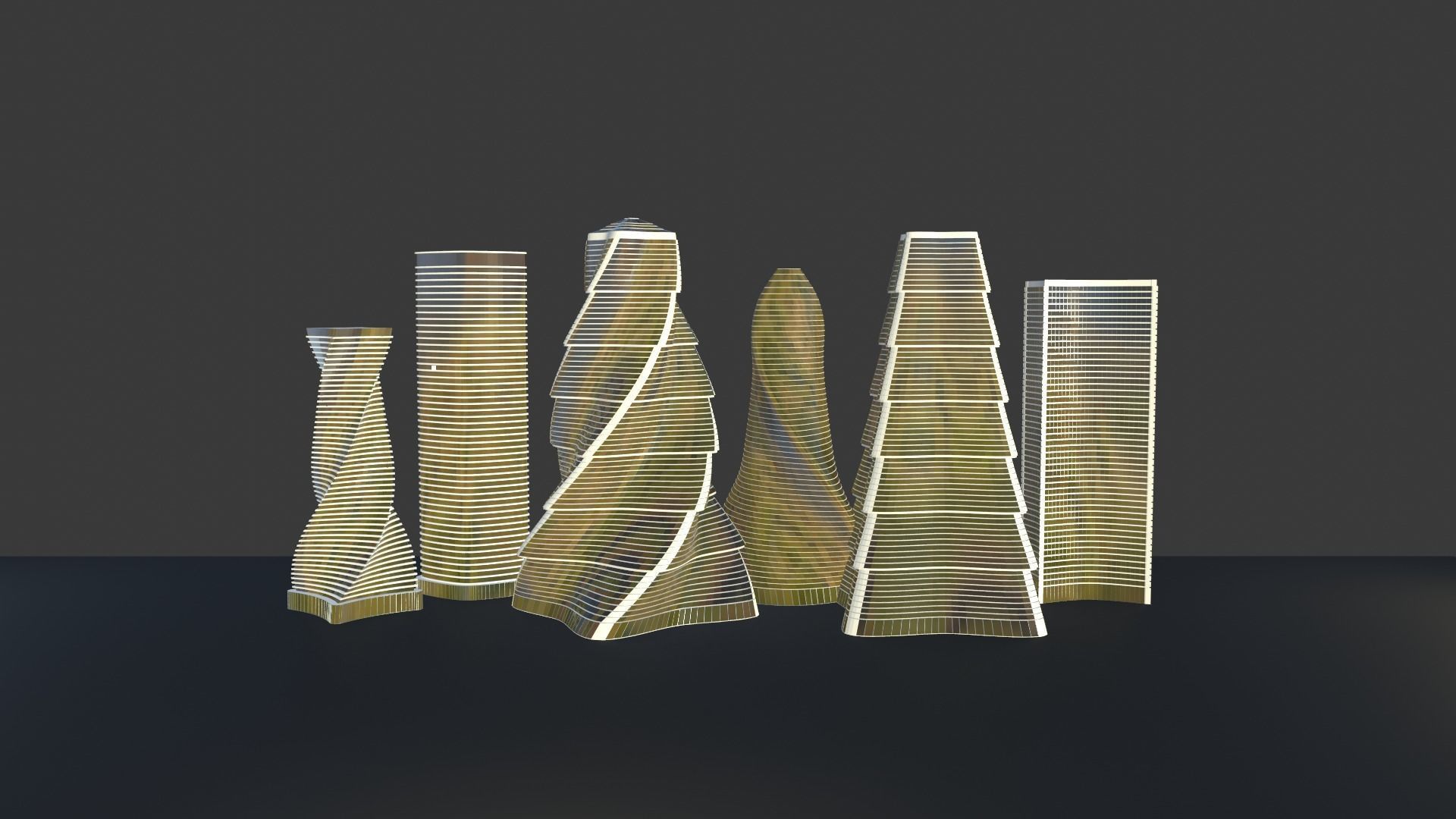 Skyscrapers metal tube 3D Model Collection_2